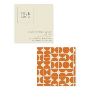 Simple Modern Orange Geometric Your Logo Custom Square Business Card