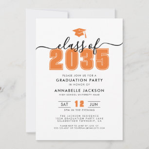 Simple Modern Orange Graduation Party Invitation