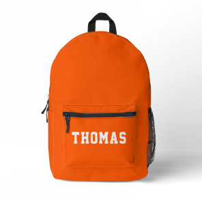 Simple Modern Orange Personalized Printed Backpack