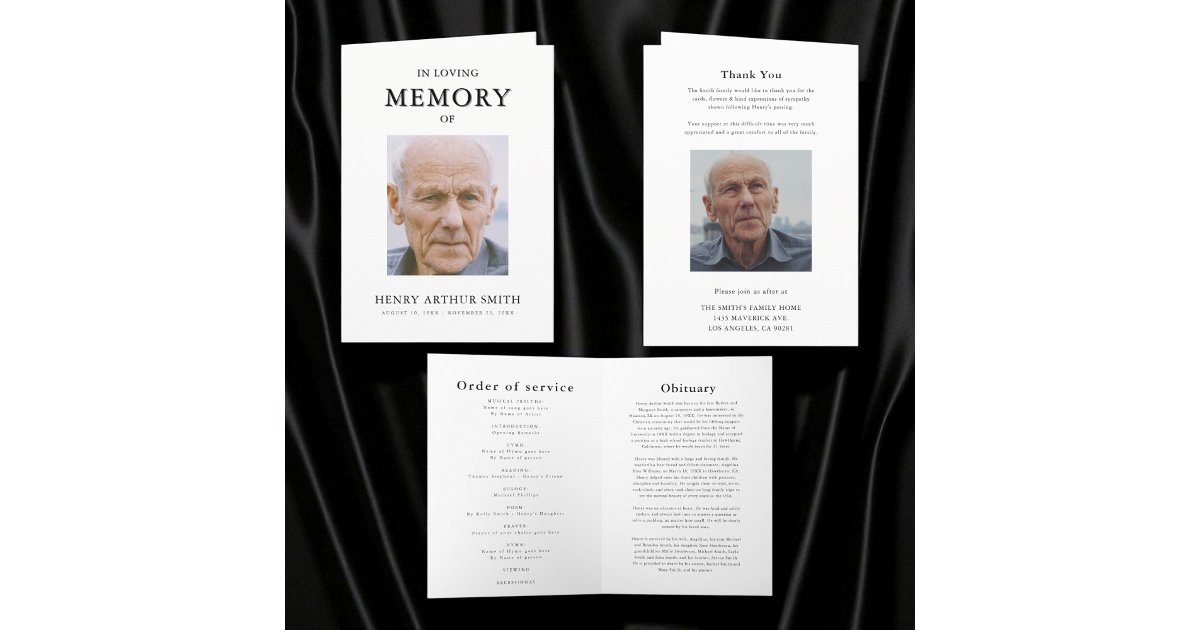 Simple modern order of service memorial Card | Zazzle