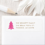 Simple Modern Paper Christmas Tree Return Address Label<br><div class="desc">Add a fun,  playful touch to your holiday mailings with these simple,  modern styled return address labels,  featuring a tissue paper Christmas tree in magenta pink. Customize the text templates with any font and color!</div>