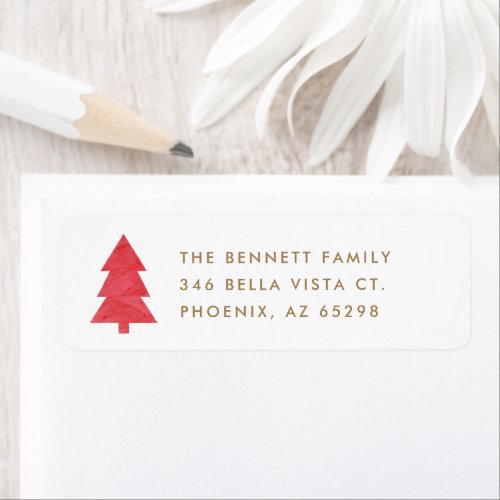 Simple Modern Paper Christmas Tree Return Address Label
