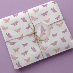 Simple Modern Pastel Butterflies Pattern Wrapping Paper