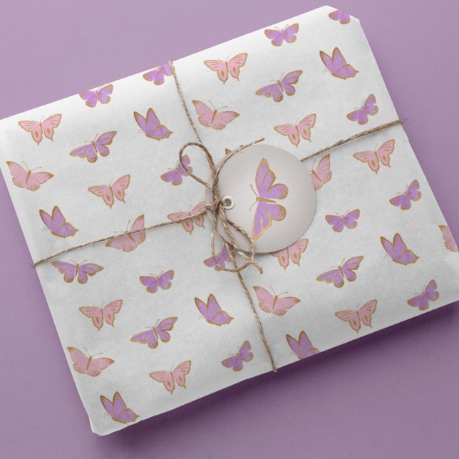 Simple Modern Pastel Butterflies Pattern Wrapping Paper (Creator Uploaded)