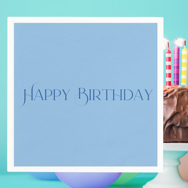 Simple Modern Pastel Light Blue Happy Birthday Napkins (Creator Uploaded)