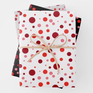 Simple Modern Pastel Ruby Red Cranberry Polka Dot Wrapping Paper Sheets