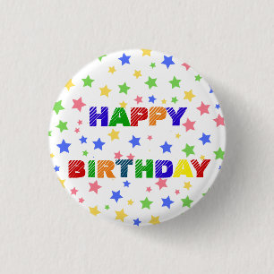 Simple Modern Pastel Star colorful birthday party Button