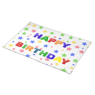 Simple Modern Pastel Star colorful birthday party Cloth Placemat