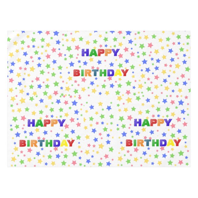 Simple Modern Pastel Star colorful birthday party Tablecloth (Front (Horizontal))