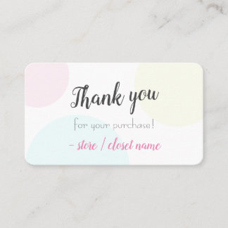 Simple Modern Pastel Thank you For Your Purchase Business Card