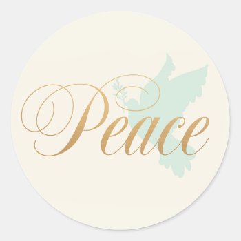 Simple Modern Peace Dove Holiday Classic Round Sticker by pixiestick at Zazzle