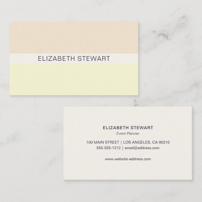 Simple Modern Peach and Yellow Professional Business Card (Front/Back)