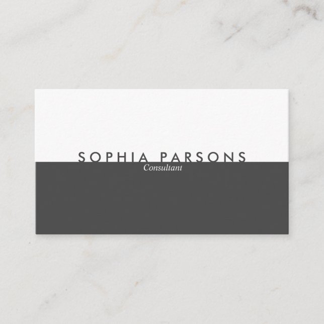 Simple Modern Pebble Grey and White Professional Business Card (Front)