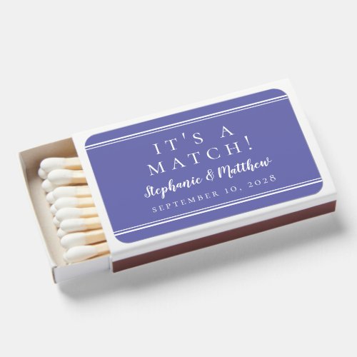 Simple Modern Periwinkle Blue White Wedding Favors Matchboxes
