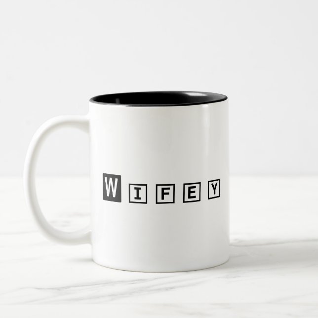 simple modern personalised gift for wife Two-Tone coffee mug (Left)
