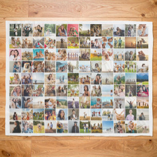 Simple Modern Personalized 108 Photo Collage Fleece Blanket