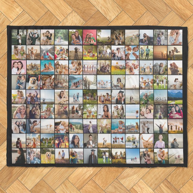 Simple Modern Personalized 108 Photo Collage Fleece Blanket (Creator Uploaded)