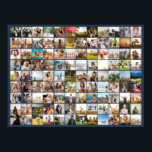 Simple Modern Personalized 108 Photo Collage Poster<br><div class="desc">Create your own personalized photo collage poster featuring 108 of your favorite pictures on navy blue color background.</div>