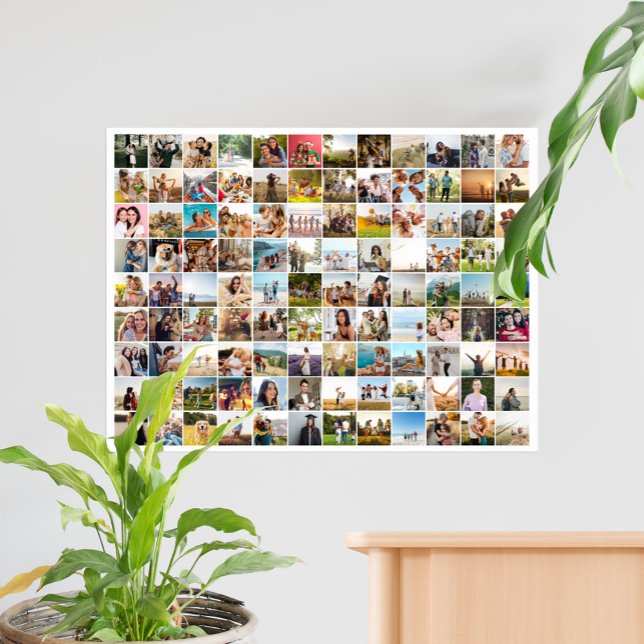 Simple Modern Personalized 108 Photo Collage Poster (Creator Uploaded)