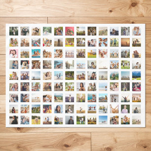 Simple Modern Personalized 108 Photo Collage Tablecloth