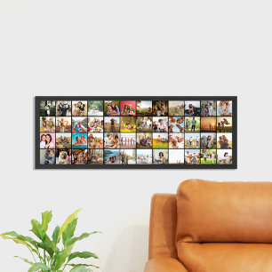 Simple Modern Personalized 48 Photo Collage Framed Art