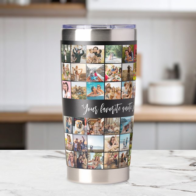 Simple Modern Personalized 72 Photo Collage Insulated Tumbler (Creator Uploaded)