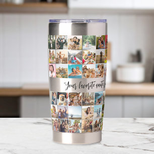 Simple Modern Personalized 72 Photo Collage Insulated Tumbler