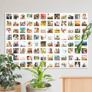 Simple Modern Personalized 96 Photo Collage Canvas Print