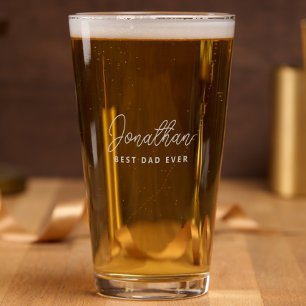 Simple Modern Personalized Best Dad Ever Pint Glass