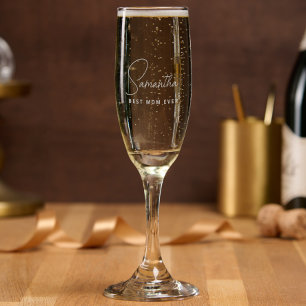 Simple Modern Personalized Best Mom Ever Champagne Flute