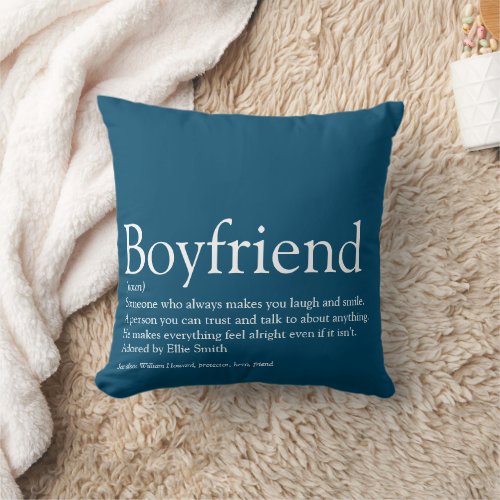 Simple Modern Personalized Boyfriend Definition Throw Pillow