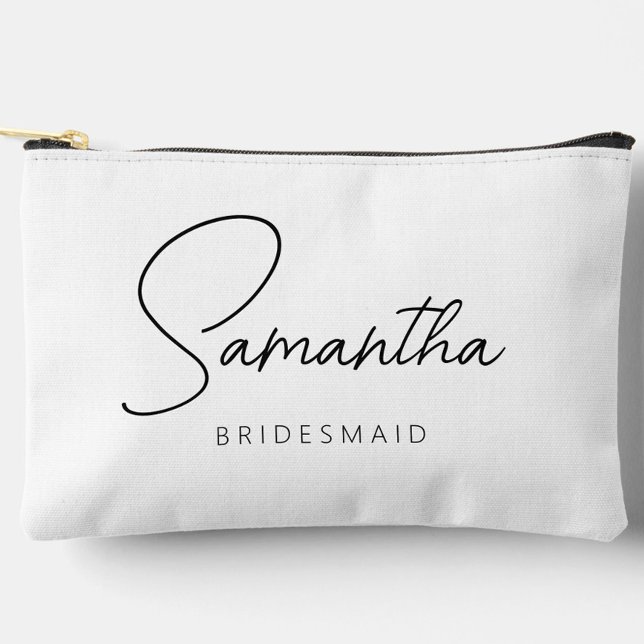 Simple Modern Personalized Bridesmaid Makeup Accessory Pouch (Personalized Bridesmaid Proposal Makeup Bag, Bridal Party Gifts, Bachelorette Favors)