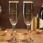 Simple Modern Personalized Bridesmaid Proposal Champagne Flute<br><div class="desc">Looking for a chic, trendy, yet simple gift for your Bridesmaids? These modern script champagne glasses are a practical gift that they can use even after your wedding day! All text, including title and script names, can be changed. You can change the title to fit your wedding party! (ex. Bridesmaid,...</div>
