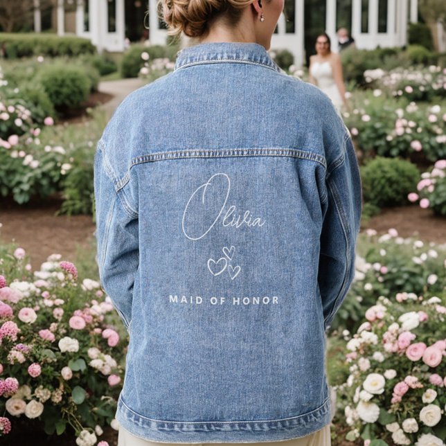 Simple Modern Personalized Bridesmaid Proposal Denim Jacket (Creator Uploaded)