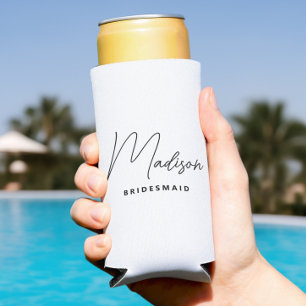 Simple Modern Personalized Bridesmaid Proposal Seltzer Can Cooler