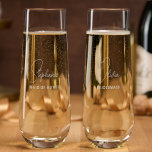Simple Modern Personalized Bridesmaid Proposal Stemless Champagne Flute<br><div class="desc">Looking for a chic, trendy, yet simple gift for your Bridesmaids? These modern script stemless champagne flutes are a practical gift that they can use even after your wedding day! All text, including title and script names, can be changed. You can change the title to fit your wedding party! (ex....</div>