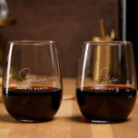 Simple Modern Personalized Bridesmaid Proposal Stemless Wine Glass<br><div class="desc">Looking for a chic, trendy, yet simple gift for your Bridesmaids? These modern script stemless wine glasses are a practical gift that they can use even after your wedding day! All text, including title and script names, can be changed. You can change the title to fit your wedding party! (ex....</div>