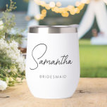 Simple Modern Personalized Bridesmaid Proposal Thermal Wine Tumbler<br><div class="desc">Looking for a chic, trendy, yet simple gift for your Bridesmaids? These modern thermal wine tumblers are a practical gift that they can use even after your wedding day fun! All text, including title and script names, can be changed. You can change the title to fit your wedding party! (ex....</div>