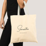Simple Modern Personalized Bridesmaid Proposal Tote Bag<br><div class="desc">Looking for a chic, trendy, yet simple gift for your Bridesmaids? These modern tote bags are a practical gift that they can use even after your wedding day! All text, including title and script names, can be changed. You can change the title to fit your wedding party! (ex. Bridesmaid, Maid...</div>