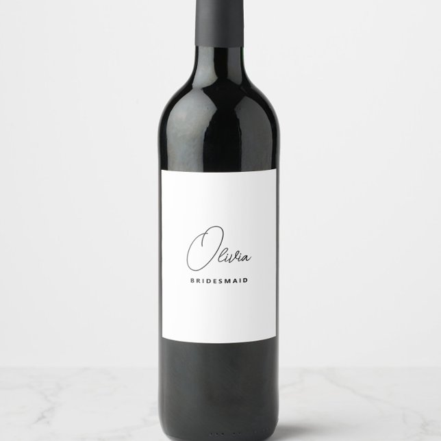 Simple Modern Personalized Bridesmaid Proposal Wine Label (Personalized bridesmaid wine labels with name, bridesmaid proposal, wedding bridal party gifts)