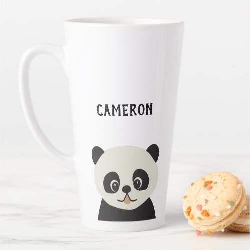 Simple modern Personalized Cute panda cartoon Latte Mug