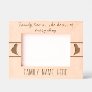 Simple Modern Personalized Family Name, Heart Engraved Frames