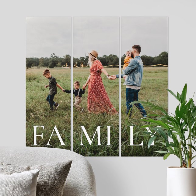 Simple Modern Personalized Family Photo Triptych (Creator Uploaded)