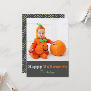 Simple Modern Personalized Halloween Photo Card