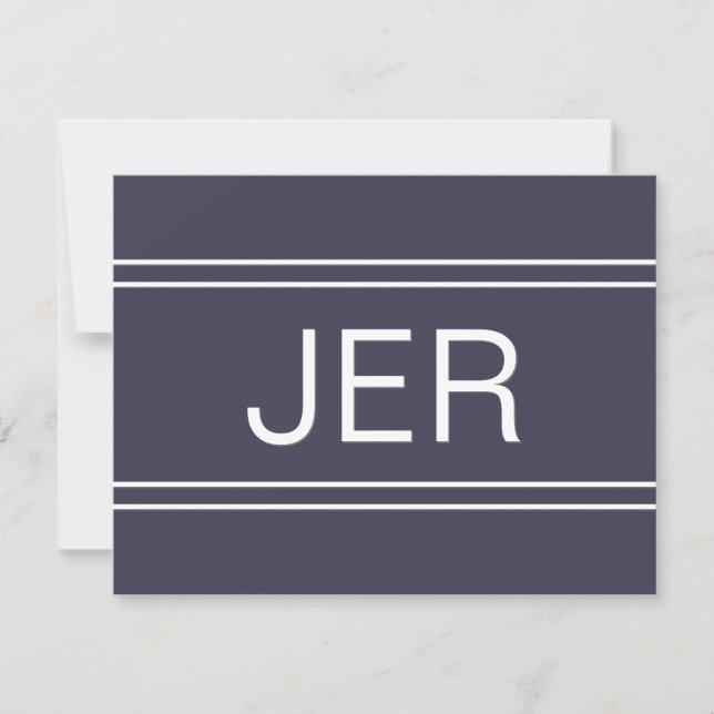 Simple Modern Personalized Monogram Initial Blue Note Card (Front)
