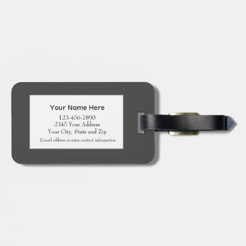Simple Modern Personalized Monogrammed Bold Gray Luggage Tag