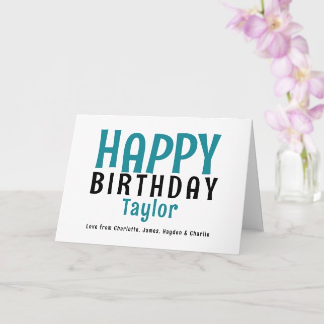 Simple Modern Personalized Name Happy Birthday Card (Orchid)