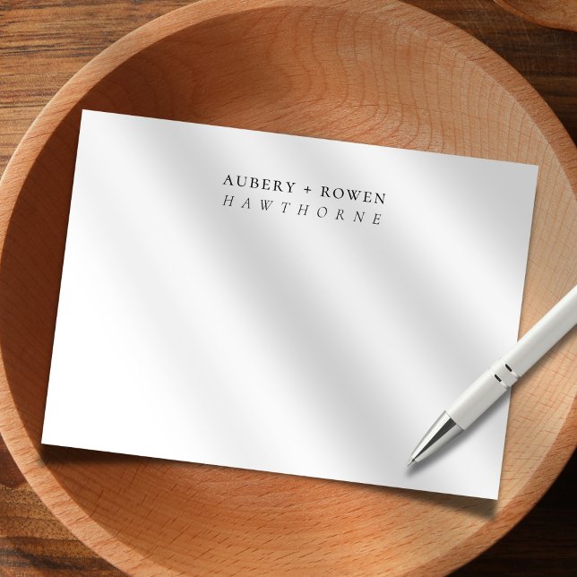 Simple Modern Personalized Names Couple Wedding Note Card (Creator Uploaded)