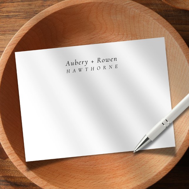 Simple Modern Personalized Names Couple Wedding Note Card (Creator Uploaded)