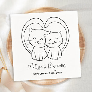 Simple Modern Personalized Pet Cat Wedding  Napkins